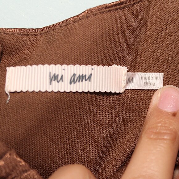 'Mi Ami' brown leopard print tie string baby doll a line mini dress - Picture 4 of 4